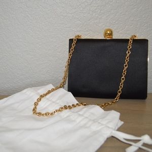 Dolce and Gabbana Black Clutch with Gold Chain